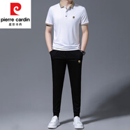 皮爾卡丹（pierre cardin）男裝套裝休閑運動(dòng)套裝男士夏季新款翻領(lǐng)短袖T恤運動(dòng)時(shí)尚兩件套 579白色【短袖+長(cháng)褲】 165/M