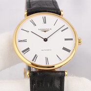 【二手99新】LONGINES浪琴男表嘉嵐系列自動(dòng)機械機芯 時(shí)尚商務(wù)系列瑞士高端腕表手表 34表盤(pán) 圈金白盤(pán)皮帶 L4.708.2.11.2