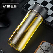 明霞 明霞3112單層加厚底泡茶玻璃杯商務(wù)禮品辦公杯男女士水杯定制印 單層400毫升米色加厚圓底