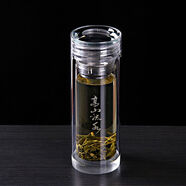 紅鐵普水晶玻璃杯保溫雙層帶蓋過(guò)濾泡茶杯辦公車(chē)載杯子便攜水杯子耐熱 360毫升 高山流水(銀圈)