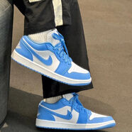 CLENIKEED莆田純原aj1Low霧霾藍喬1復古潮流男女情侶高顏值休閑風(fēng)內增高運 aj低幫北卡藍 40