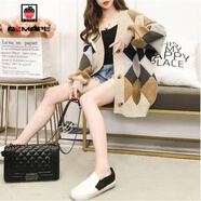 AEMAPE針織衫女2025春秋冬季新款毛衣開(kāi)衫時(shí)尚寬松加厚很仙的外套 米色 M （建議90-105斤）