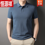 恒源祥（HYX）棉質(zhì)下擺開叉短袖t恤男休閑翻領(lǐng)polo珠地棉純色上衣體恤潮 鐵灰 XL