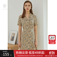 范思藍(lán)恩正式氣質(zhì)通勤連衣裙女夏季收腰顯瘦面試西裝裙 油畫黃 XL