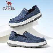 駱駝（CAMEL）2024春季新款輕盈軟彈舒適樂福鞋透氣耐磨厚底帆布休閑鞋 G14S050105 藍(lán)色 38