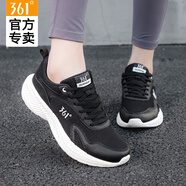 361°女鞋運動(dòng)鞋冬季休閑鞋2025新款361°網(wǎng)面透氣跑步鞋軟底旅游鞋子 黑/羽毛白-2211F 【透氣薄網(wǎng)】 38 (240mm) 【官方正品，現貨速發(fā)】