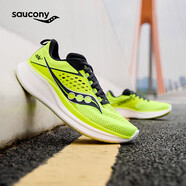 Saucony索康尼RIDE馭途17跑鞋男緩震透氣慢跑訓練運動(dòng)鞋熒光綠蘭44