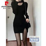 皮爾卡丹大·衣內(nèi)搭后媽包臀裙修身針織連衣裙冬季女小媽緊身性感套裝短裙 黑色【掛脖包臀裙 常規(guī)款】 S /小眾/設(shè)計(jì)/甜辣/新年戰(zhàn)袍