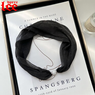 Lee dprre2025新款項(xiàng)鏈?zhǔn)酱盼劢z巾女夏季薄款百搭高級感裝飾護(hù)頸圍脖領(lǐng)巾 黑色