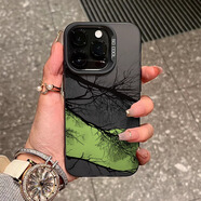 巴蒂尼 枯木樹之痕適用iPhone16Promax手機(jī)殼蘋果15Pro磨砂高級感14plus小眾13Pro全包防摔12膚感個性 磨砂黑元?dú)鈿?枯木樹之痕 iPhone 12
