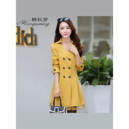 NJTD風(fēng)衣女中長(cháng)款2018韓版新款女裝小個(gè)子淑女春秋外套 黃色 M M