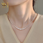 央創(chuàng)時尚【中國黃金】仿珍珠銀925項鏈女吊墜生日紀念禮物情人節(jié)送老婆 仿珍珠碎銀幾兩項鏈+證書禮盒