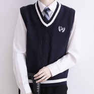 DICIFY日本制服馬甲背心DK制服毛衣男生學(xué)院風(fēng)百搭馬甲針織衫休閑套頭 紺色 (單件毛衣) M
