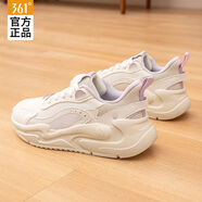 361°女鞋運動鞋休閑鞋春夏季網(wǎng)面透氣跑步鞋旅游慢跑鞋 羽毛白/西米色 38