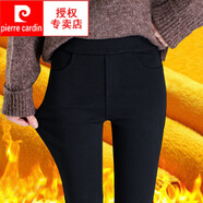 皮爾卡丹（pierre cardin）秋冬打底褲女外穿加絨高腰小腳褲黑色修身鉛筆褲彈力顯瘦魔術(shù)長褲 松緊腰【厚絨款】 S 70--95斤