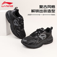 李寧女鞋休閑鞋春秋防滑回彈跑步鞋網(wǎng)面透氣休閑時(shí)尚舒適運動(dòng)鞋 78黑色【復古老爹鞋】 37