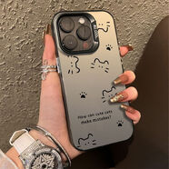 筆繪貓咪適用iPhone15Plus手機殼蘋果14ProMax全包13硬殼12新款11 iPhone 15 粉色-筆繪貓咪8-彩銀殼
