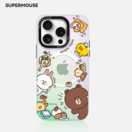 SUPER MOUSE蘋(píng)果16promax手機(jī)殼磁吸iPhone15promax保護(hù)套環(huán)繞布朗熊16pro卡通可愛(ài)15pro鐳射炫彩殼14硬殼男女 【炫綠丨貪吃布朗熊】磁吸鐳射炫光殼 iPhone15