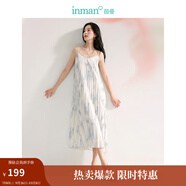茵曼（INMAN）法式顯瘦百褶吊帶裙2025春秋女裝新品V領(lǐng)連衣裙氣質(zhì)長(zhǎng)裙 藍(lán)色 M
