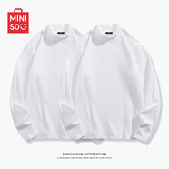 名創(chuàng  )優(yōu)品（MINISO）打底衫男秋冬季新款寬松內搭長(cháng)袖t恤加肥加大半高領(lǐng)帶絨保暖衣服 【半高領(lǐng)2件裝】白色+白色 XL 180(體重140-160斤左右)