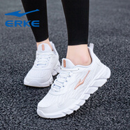 鴻星爾克（ERKE）女鞋跑鞋運動(dòng)鞋女2025夏季新款皮面防水跑步鞋耐磨休閑鞋女跑鞋 正白/粉金3305 35