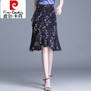 皮爾卡丹（pierre cardin）波點(diǎn)雪紡半身裙女夏2025不規(guī)則高腰裙子短裙一步包臀中長(zhǎng)款魚尾裙 2024新款藍(lán)花(有松緊) XL 腰圍2尺2/適合111-120斤