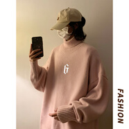 QGF奶系軟糯高領(lǐng)毛衣女秋冬季復(fù)古chic慵懶風(fēng)學(xué)生寬松內(nèi)搭針織衫女裝 DSB367-FL84粉紅色 M