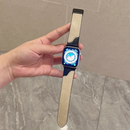 諾啟鑫適用蘋(píng)果iWatch9/8/7表帶Apple Watch Ultra真皮手表帶男女運動(dòng)款iphone高級感腕帶se智能Ultra2 米白/S形真皮表帶 40mm(適用4/5/6代iwatch)