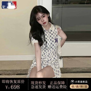 正肩短袖NYpolo領(lǐng)運動連衣裙女夏季2024新款寬松大碼顯瘦包臀短裙 杏色 XS