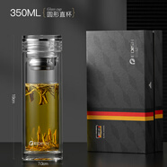 壹滴水（edish）玻璃杯雙層耐熱水晶茶杯商務(wù)男女玻璃杯子辦公泡茶杯禮品 圓形直杯 350ml