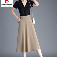 皮爾卡丹2025韓版春夏a字半身裙女中長(cháng)款顯瘦高腰時(shí)尚傘裙遮胯半身裙女 杏色 M 建議95-104斤
