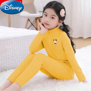 迪士尼德絨保暖兒童內衣套裝中領(lǐng)中大童秋冬半高領(lǐng)發(fā)熱男女童秋衣秋褲 黃色蜜蜂 130