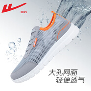 回力男鞋夏季透氣網(wǎng)鞋男薄款網(wǎng)面運動鞋男休閑網(wǎng)眼軟底跑步鞋子男新款 灰色（系帶款） 46