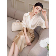 森蓮娜（SENLIANNA）2025年春秋季夏天新款女士?jì)杉殬I(yè)套裝連衣裙小個(gè)子穿搭氣質(zhì)衣服 圖片色 L 108-118斤