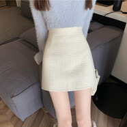 芳嬪冬裙半身裙女毛料毛呢羊毛冬天加厚高腰半裙包臀顯瘦秋冬季小香風(fēng) 粉色 L 建議100110斤