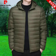 皮爾卡丹（pierre cardin）品牌秋冬季新款輕薄羽絨棉服男短款中年棉衣輕便連帽棉襖子爸爸裝 軍綠色 連帽 3XL 165180斤