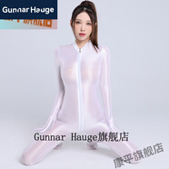 Gunnar Hauge健美褲冰絲光澤褲不勒女士打底褲氨綸拉鏈有縫瑜伽黑紗褲薄款絲滑 白色全包連體衣_雙頭拉鏈過(guò)檔 默認項