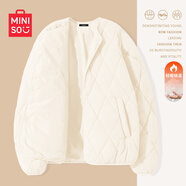 名創(chuàng  )優(yōu)品（MINISO）加絨外套女冬季2025新款百搭潮流衣服復古小香風(fēng)小個(gè)子寬松型棉服 【無(wú)領(lǐng)棉服】米白 加厚 L 165(推薦125-145斤)