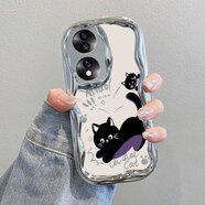 星因適用榮耀70手機殼honor70pro十新款全包防摔硅膠套華為7o曲面屏X70女士FNE一AN00感P70的ANOO七零+ 電鍍奶油紋-銀色-ZC15貓咪 榮耀70