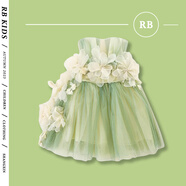 RB KIDS童裝女童連衣裙夏裝洋氣寶寶立體花朵公主裙小女孩蓬蓬紗裙 洋氣公主裙（現貨直發(fā)） 90cm (建議身高80-90cm)