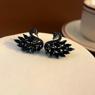 BOMP施家華洛世奇鋯彩色可愛(ài)天鵝耳釘女粉色漸變微鑲鋯石耳環(huán)銀針耳環(huán) 黑色