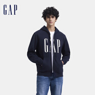 Gap男女裝印花字母logo抓絨連帽衛(wèi)衣休閑660128外套 海軍藍 165/88A(S) 亞洲尺碼