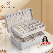 VLANDO帶鎖雙層首飾盒禮盒裝送女友生日禮物耳環(huán)項(xiàng)鏈發(fā)飾手飾品收納盒