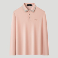 鱷魚(yú)恤（CROCODILE）專(zhuān)款男士上衣中青年爸爸裝父親長(cháng)袖POLO衫 粉色 XL