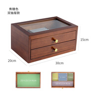 半笙實(shí)木首飾收納盒女中國風(fēng)復古首飾盒收納盒耳釘飾品盒結婚生日禮物 大號2段胡桃木色