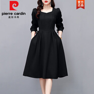 皮爾卡丹（pierre cardin）今年流行漂亮連衣裙子女士裝春秋冬2025年新款紅色氣質(zhì)長(zhǎng)袖中長(zhǎng)裙 黑色《別致漂亮女神范今年流行氣 M 95-105斤
