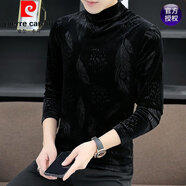 皮爾卡丹（pierre cardin）加絨加厚半高領(lǐng)打底衫男士黑色金絲絨長(cháng)袖t恤秋冬季內搭T 692黑色 L