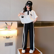 米小秈女童夏季套裝2025新款網(wǎng)紅兒童時(shí)髦洋氣衣服夏裝蝙蝠衫短袖兩件套 白色 120 cm