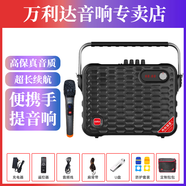 萬利達(Malata)Y5/Y6月光寶盒系列廣場舞音響戶外移動手提便攜大功率藍牙音箱唱歌直播低音炮帶無線話筒 Y6二代黑色單話筒（6英寸）