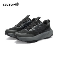 探拓（TECTOP）戶外緩震跑步鞋男鞋越野彈力運(yùn)動(dòng)徒步登山鞋子 深灰/經(jīng)典黑 41